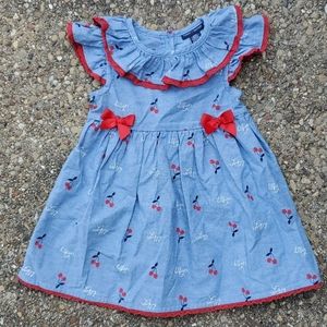 Tommy Hilfiger Blue Red Ruffle Cherry Dress 24mos